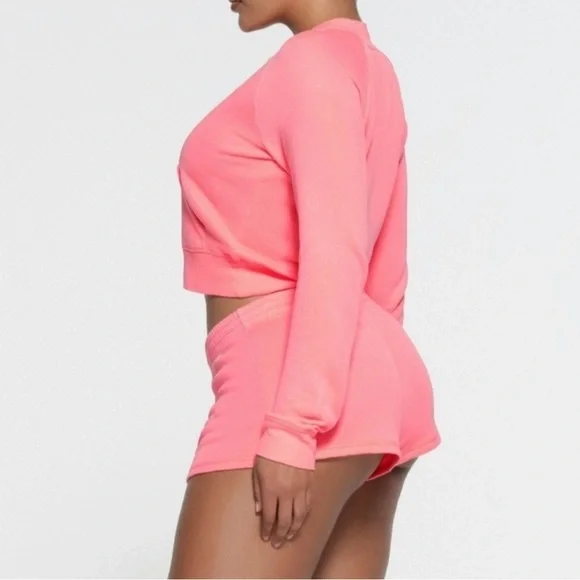 NWT Skims French Terry Zip Up Hoodie - Coral - S- SOLD OUT! - Picture 2 of 9